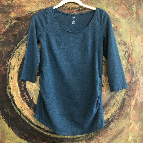 H&M MAMA 3/4 Sleeve Green Jersey Maternity Top, size Small (3) - Picture 1 of 6